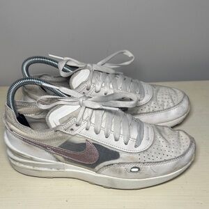 Nike Women's White and Pink waffle Sneakers